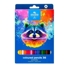ICO: Koh-I-Noor 3555 Lápiz de colores hexagonal en caja con mapache de 36 piezas