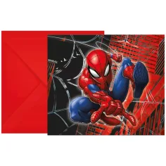 Invitación de fiesta de Spiderman en acción set de 6 unidades