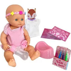 Jenny: Muñeca que hace pipí con set de rotuladores textiles lavables y ropa para dibujar en dos versiones