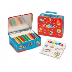Juego de 100 rotuladores en caja de metal con libro para colorear - Carioca