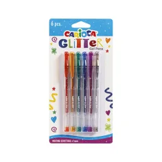 Juego de 6 bolígrafos de gel con purpurina - Carioca