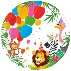 Juego de 8 platos de papel con estampado de jungla 23cm