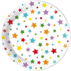 Juego de 8 platos de papel con estrellas de 23 cm
