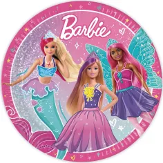 Juego de 8 platos de papel de Barbie de 23 cm
