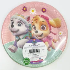Juego de 8 platos de papel de Everest y Skye de Patrulla Canina