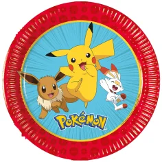 Juego de 8 platos de papel de Pokémon de 20 cm