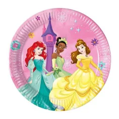 Juego de 8 platos de papel de Princesas Disney de 20 cm