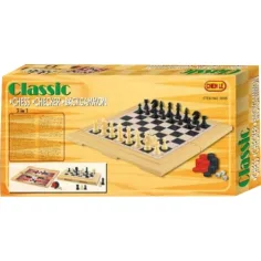 Juego de ajedrez 3 en 1 con figuras de plástico