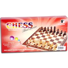 Juego de ajedrez de madera 24x24cm con figuras de plástico