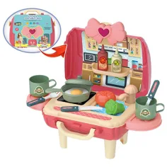 Juego de cocina en maletín rosa de 25 piezas