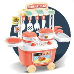 Juego de cocina mini rodante en color melocotón