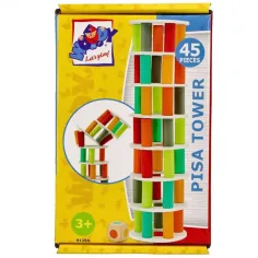 Juego de construcción de torre inclinada Pisa de madera 45 piezas - Woodyland