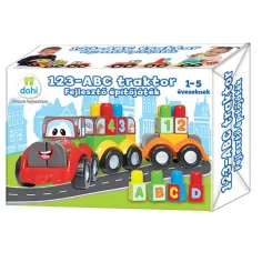 Juego de construcción educativo con tractor y números y letras