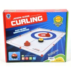 Juego de curling de mesa con pista