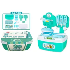 Juego de dentista en caja de almacenamiento con accesorios de 14 piezas