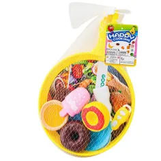 Juego de desayuno con sartén y donuts