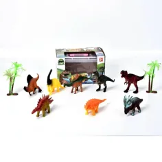 Juego de dinosaurios con dinosaurios y palmeras