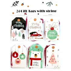 imagen de Juego de etiquetas de regalo navideñas de 24 piezas en varias versiones 3