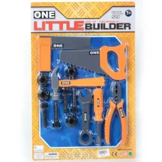 Juego de herramientas de construcción DIY con sierra y martillo
