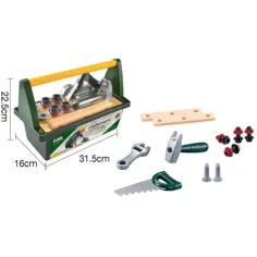 Juego de herramientas en caja con sierra y accesorios