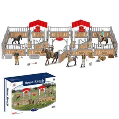 Juego de inicio de establo premium Horse Ranch con figuras, cercado y accesorios