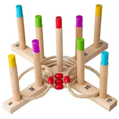 Juego de lanzamiento de aros de madera