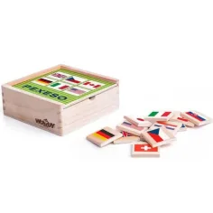 Juego de memoria de banderas de madera en caja - Woodyland