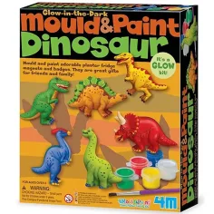 Juego de moldeado de yeso de dinosaurios con pintura que brilla en la oscuridad