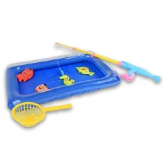 Juego de pesca con piscina inflable y caña de pescar telescópica