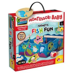 Juego de pesca magnético de madera Montessori