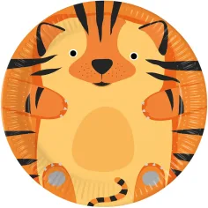 Juego de platos de papel de 8 piezas con diseño de tigre de 23 cm