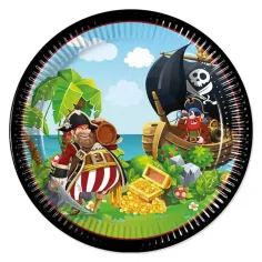 Juego de platos de papel de pirata de 8 piezas de 23 cm