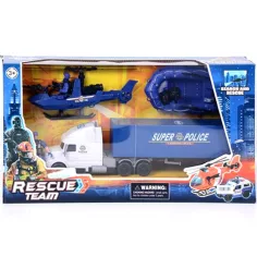 Juego de policía Rescue Team con bote de goma
