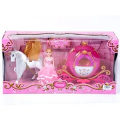 Juego de princesa con carro rosa con luces y sonidos