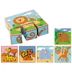 imagen de Juego de rompecabezas de bloques de madera de animales exóticos 2