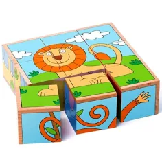 Juego de rompecabezas de bloques de madera de animales exóticos