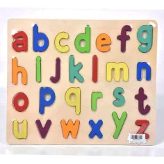 Juego de rompecabezas de letras minúsculas escritas ABC de madera colorida de 26 piezas