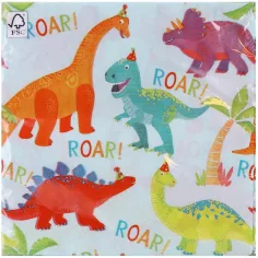 Juego de servilletas de papel de dinosaurio - 2 capas, 33x33cm, 20ud