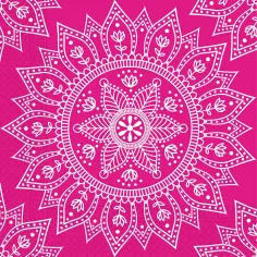 Juego de servilletas de papel Mandala fucsia-blanco – 2 capas, 33x33 cm, 20 unidades