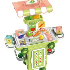 Juego de supermercado en carrito rodante de 37 piezas