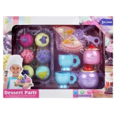 Juego de té y pasteles de plástico con accesorios