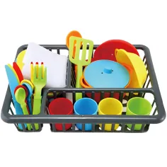 Juego de utensilios de cocina y vajilla colorido con escurridor de 28 piezas 255x18cm