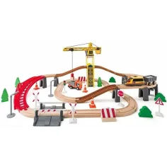 imagen de Juego de vías de tren de madera con grúa - Woodyland 2