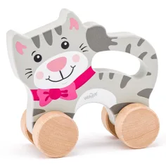Juguete de gato de madera para empujar - Woodyland
