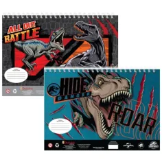 Jurassic World: Cuaderno de bocetos con pegatinas y plantilla