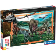 Jurassic World el reino de los dinosaurios puzzle maxi supercolor de 104 piezas - Clementoni