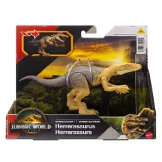 Jurassic World: Renacimiento Strike Attack Herrerasaurus figura de dinosaurio atacante - Mattel