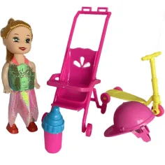 Katie: Muñeca Grace con patinete, cochecito y accesorios 10cm