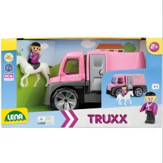 LENA: Truxx Camión Rosa de Transporte de Caballos con Caballo y Figura