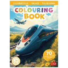 imagen de Libro para colorear de trenes y aviones con pegatinas - Trefl 1